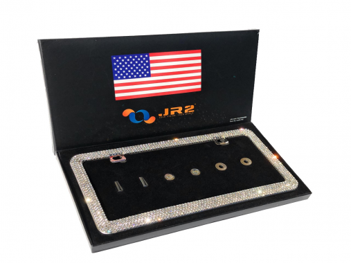 Diamond studded store license plate frames